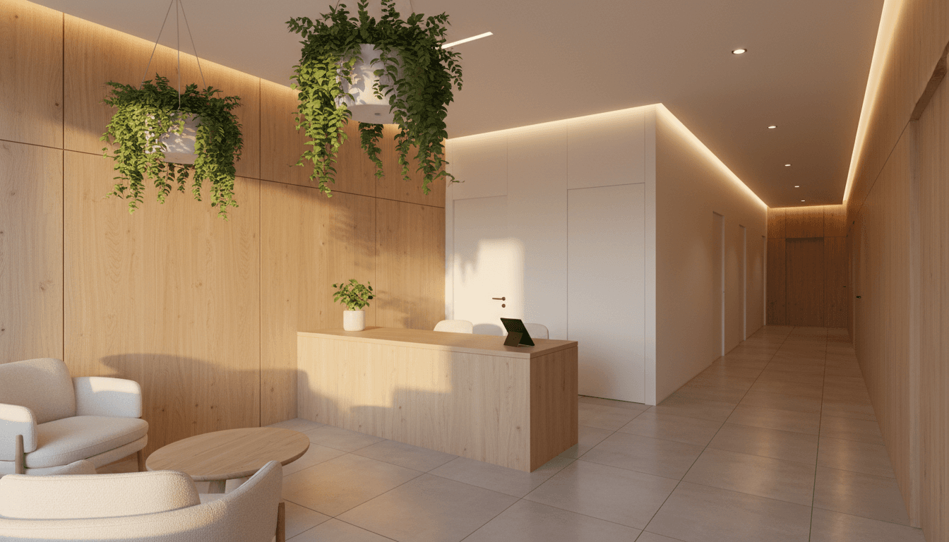 A modern, serene boutique clinic interior — the environment Nevatal is designed for